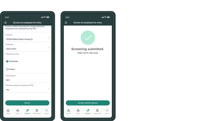 example of employee health screening app