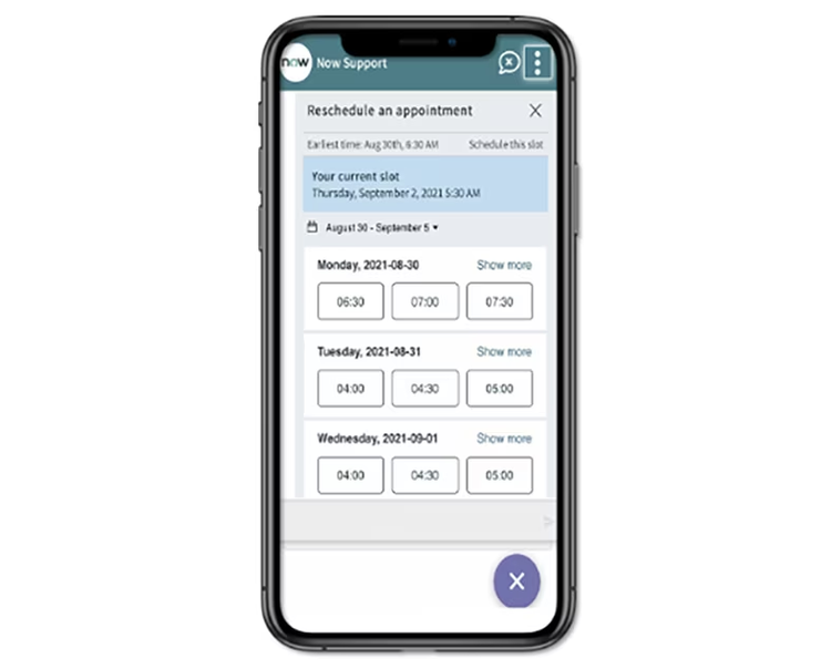 Customer rescheduling an appointment using Conversational Appointment Booking