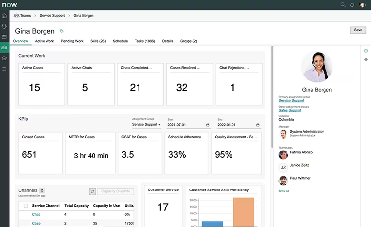 With Workforce Optimization, managers can monitor and measure the performance of their team members.