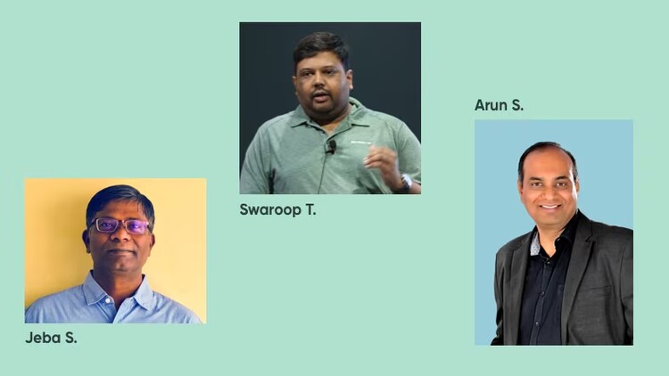 3 ServiceNow employees who stepped up to help fellow employees in need when COVID-19 hit India: Jeba S., Swaroop T., and Arun S.