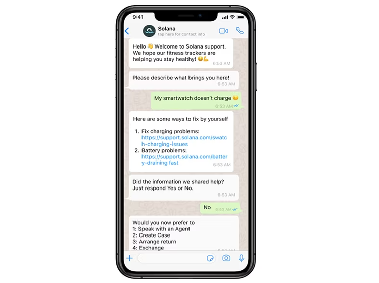 Customer-initiated message about a product issue that launches an interaction with Virtual Agent