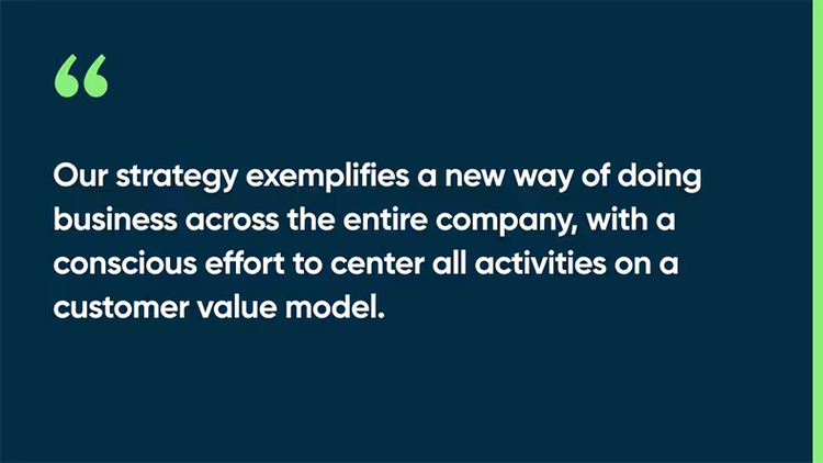 Our strategy exemplifies a new way of doing business across the entire company, with a conscious effort to center all activities on a customer value model.