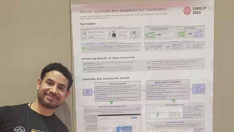 Orlando Marquez, applied research scientist at ServiceNow, presenting his poster