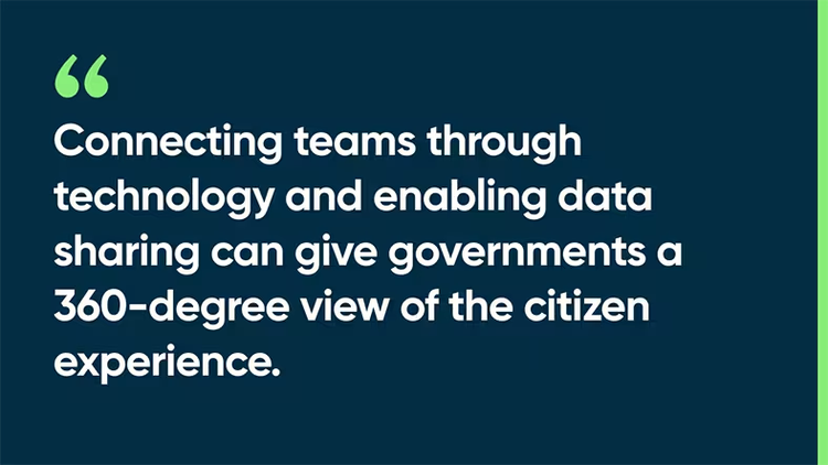 Connecting teams through technology and enabling data sharing can give governments a 360-degree view of the citizen experience.