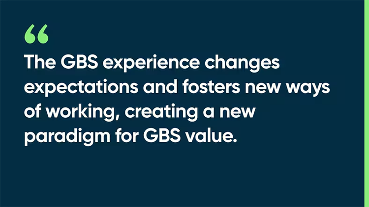 The GBS experience changes expectations and fosters new ways of working, creating a new paradigm for GBS value.