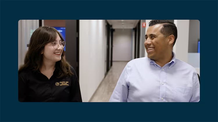 Work-study program student Jasmine M. with ServiceNow employee Albert O.