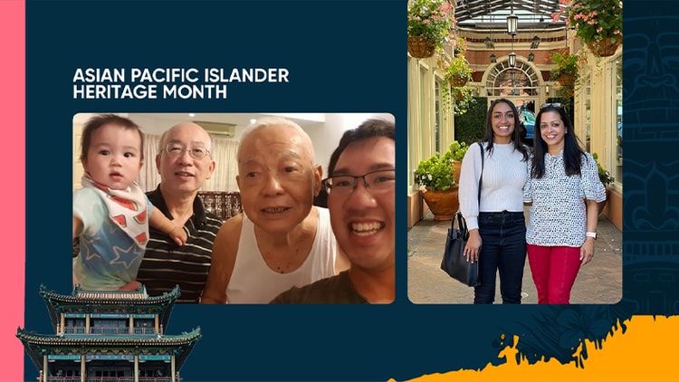 Asian Pacific Islander (API) Heritage Month: two API families smiling