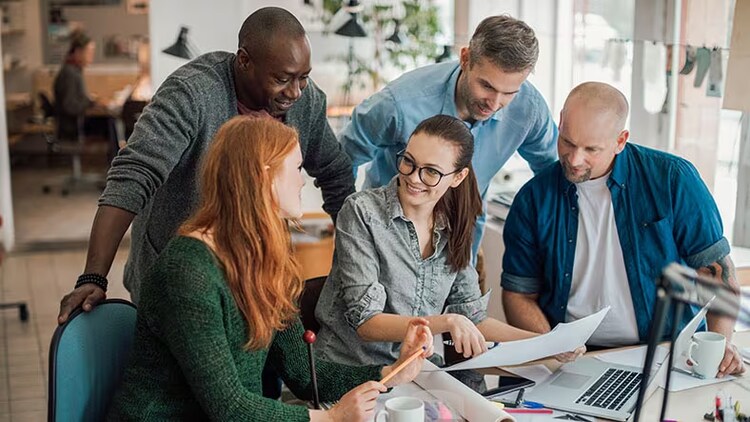Adapt to change: group of workers collaborating