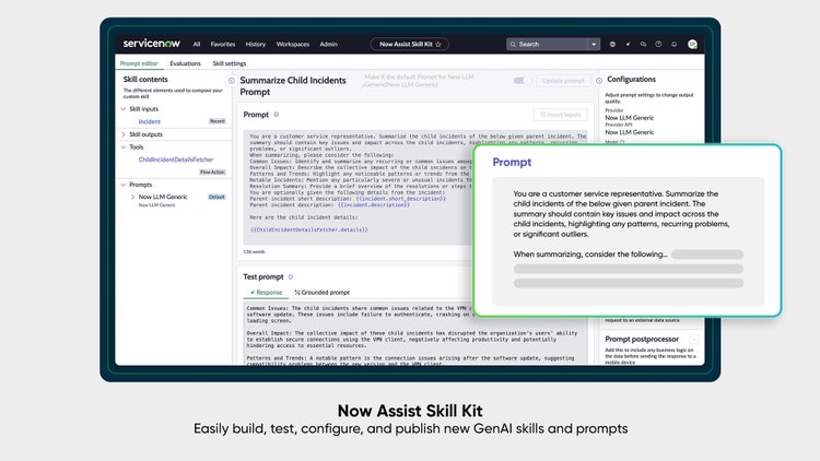 Now Assist Skill Kit: Easily build, test, configure, and publish new GenAI skills and prompts