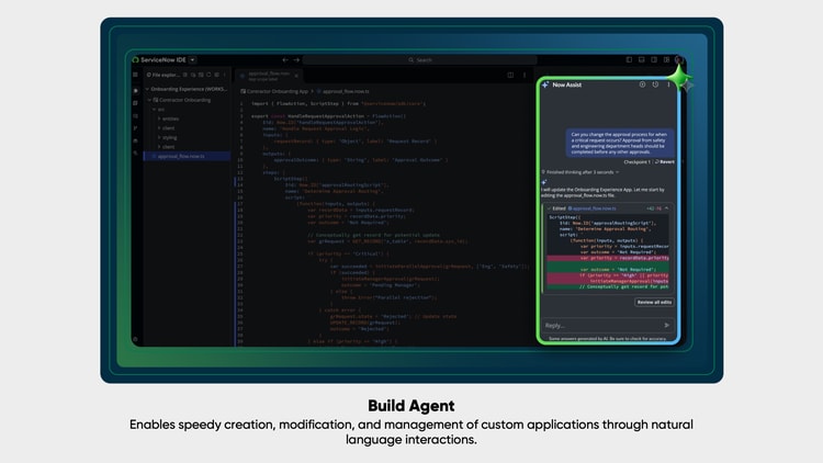Build Agent enables speedy creation, modification, and management of custom applications through natural language interactions.