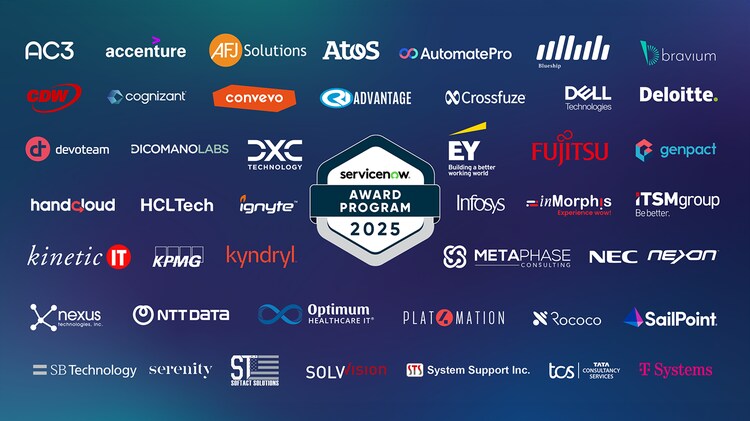 ServiceNow Partner Awards winners' logos