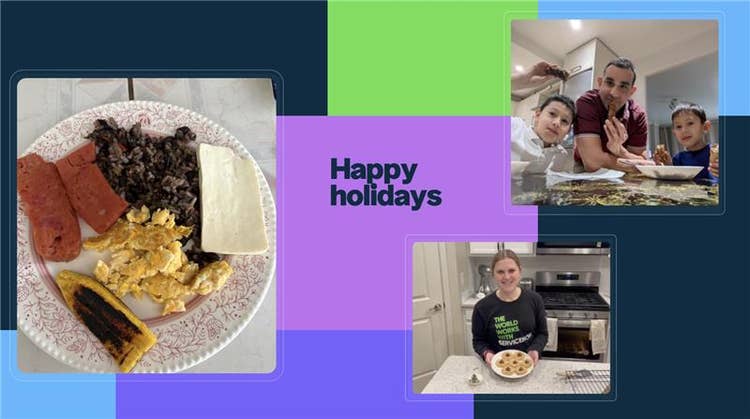 Happy holidays: ServiceNow employees with some of their favorite holiday dishes