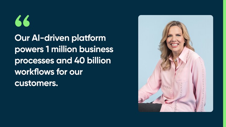 Our AI-driven platform powers 1 million business processes and 40 billion workflows for our customers.