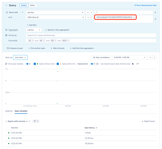 Searching for a specific trace using its OTLP ID