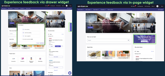Integrated Experience and Service Feedback (Employee Center Pro)