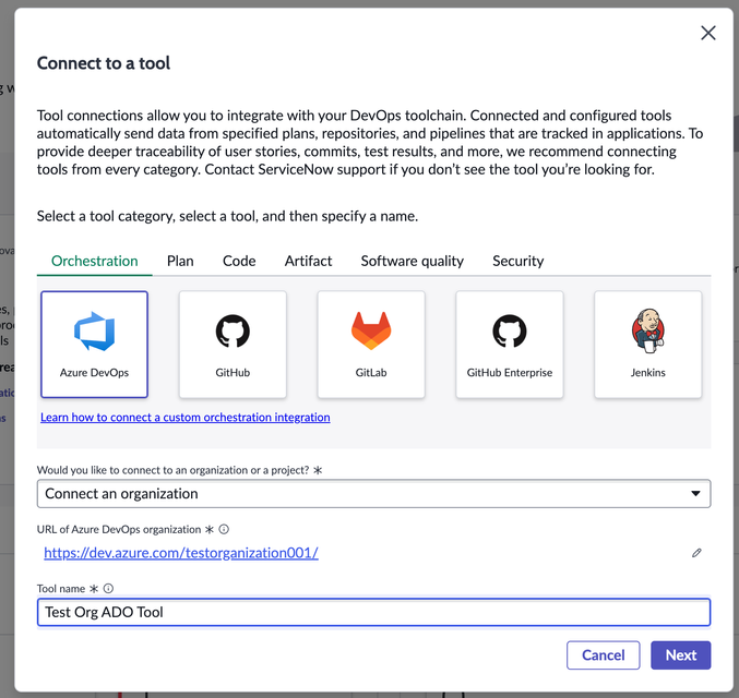 ADO with DevOps Change Velocity - Organization level