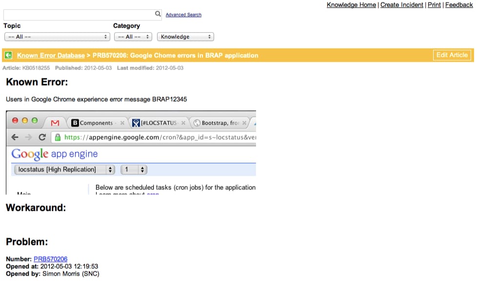 A ServiceNow implementation of the Known Error Dat... - ServiceNow ...