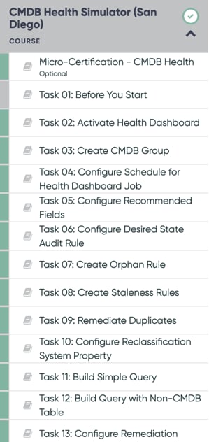 CMDB Health Micro Certification Simulator (Availab ServiceNow