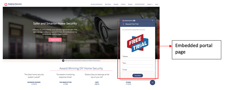 Requirements for embedding portal pages in Engagement Messenger