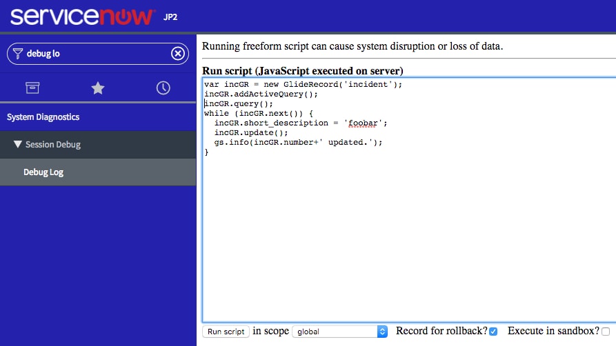 London: (Background) Script Execution History and ... - ServiceNow ...
