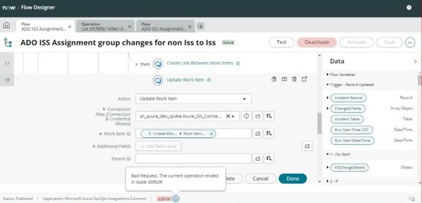 Servicenow Bad Flow designer error - Bad request the current oper... - ServiceNow ...