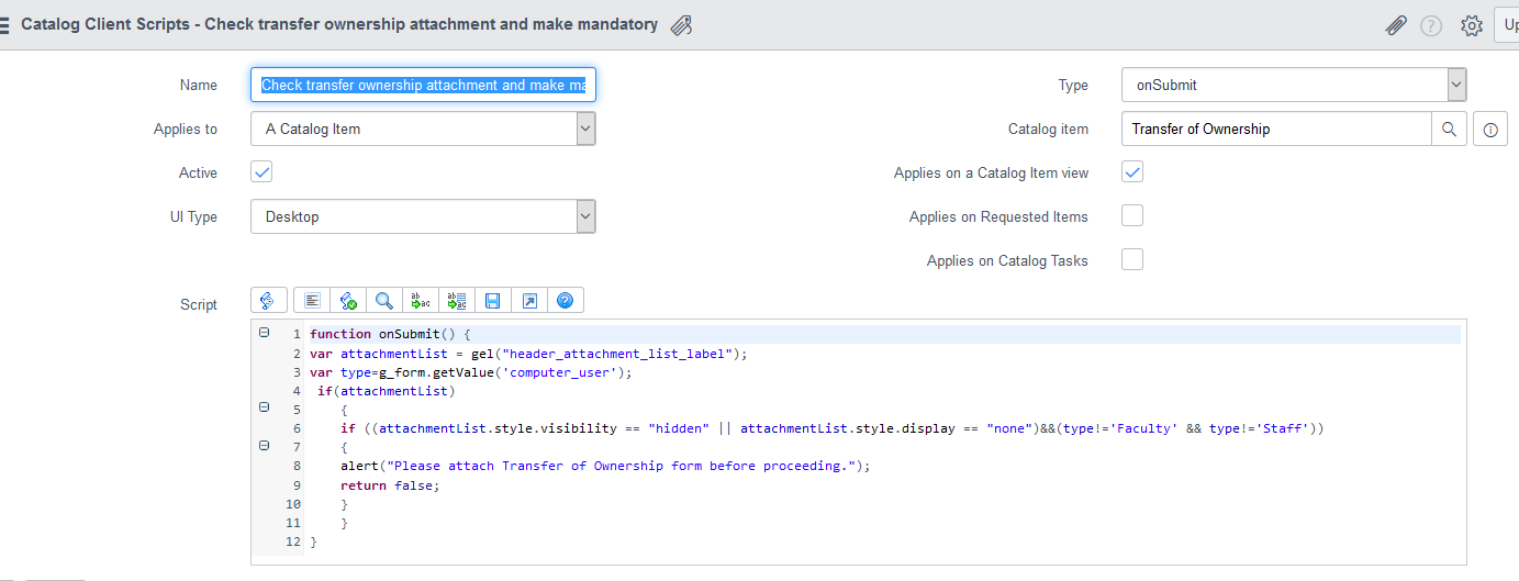 Solved Making an attachment mandatory in a catalog task ServiceNow