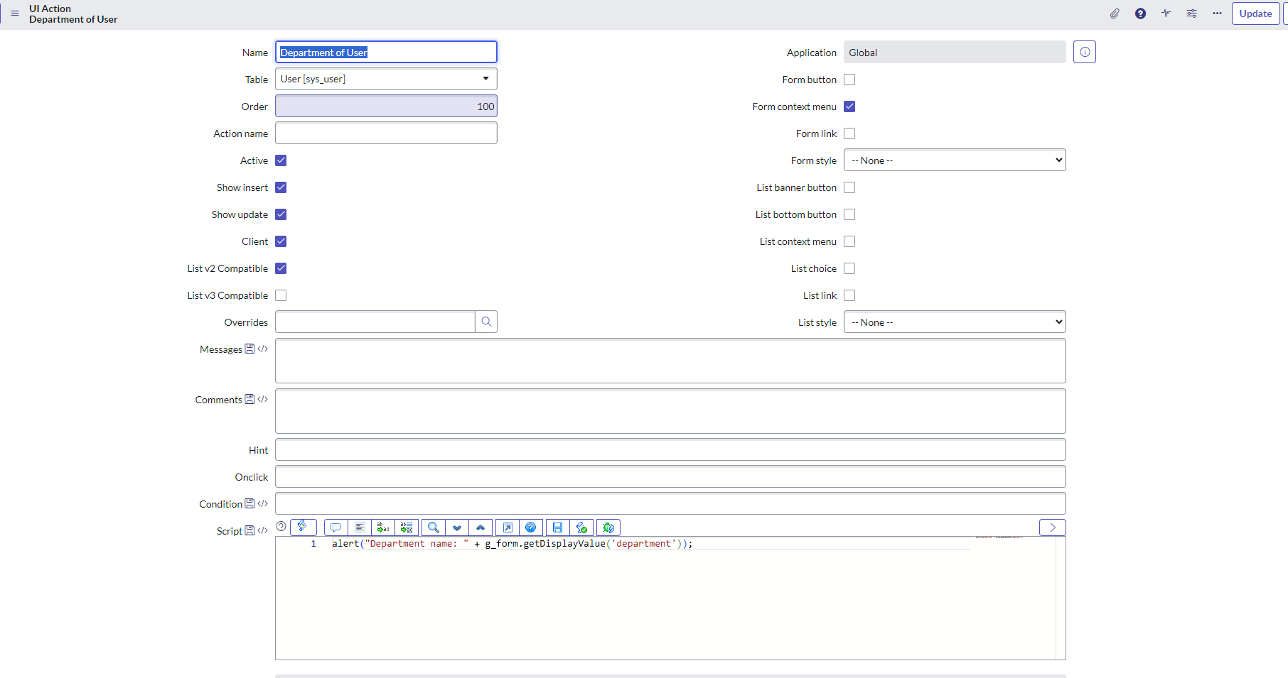 Solved: Use UI Action to show department of user once thei ...