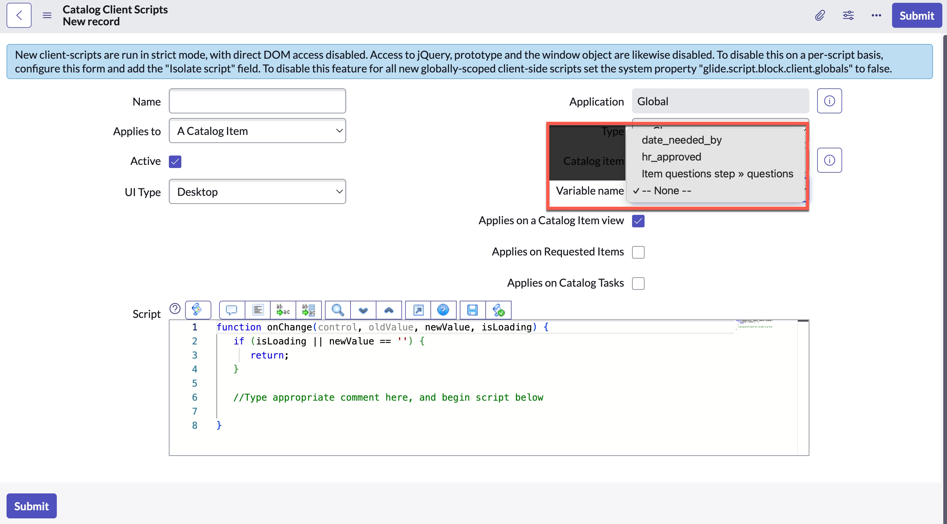 Solved: Catalog UI Policy and/or Catalog Client Script not ...