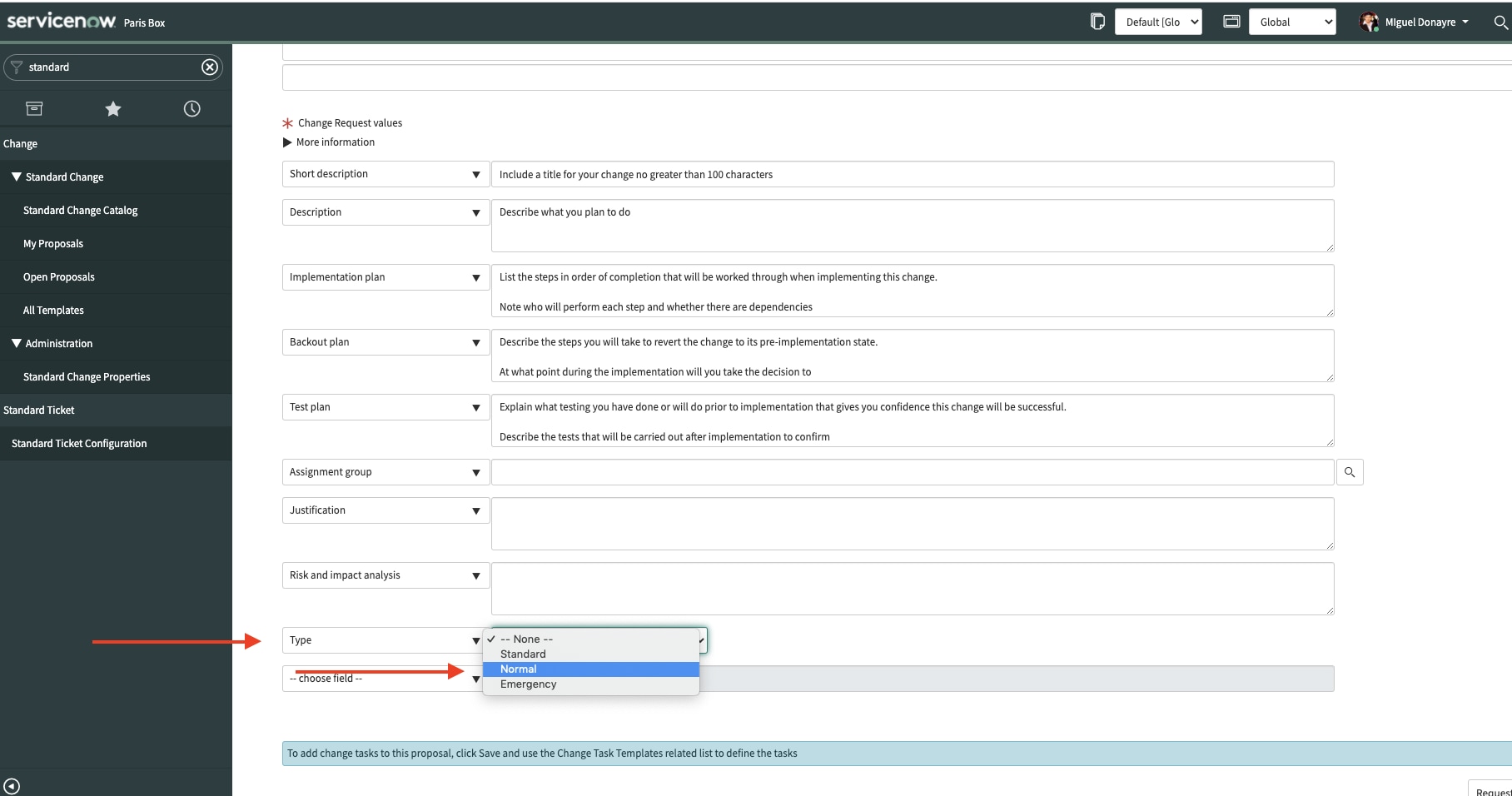 How to create a Normal Change Template from Servic... - ServiceNow ...