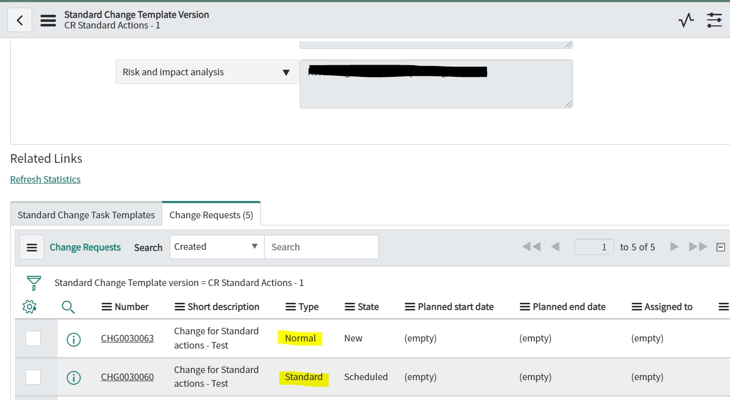 Apply Standard Template for Change Request through... ServiceNow