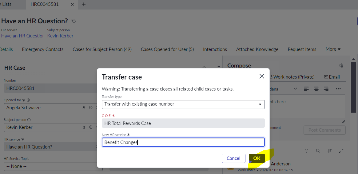 I want to close the Transfer Case UI Page when the... - ServiceNow ...