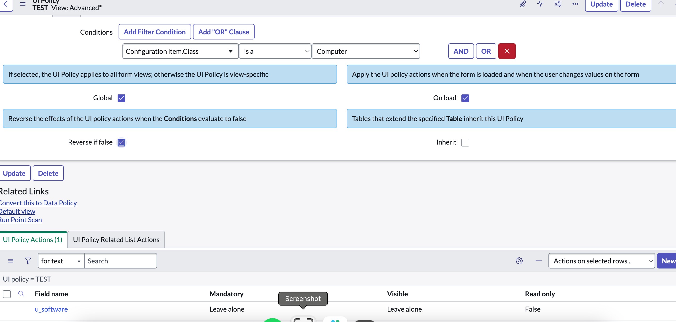 Servicenow Conditional Scriptwriter UI policy using the conditional of Class 'is a' co... - ServiceNow ...