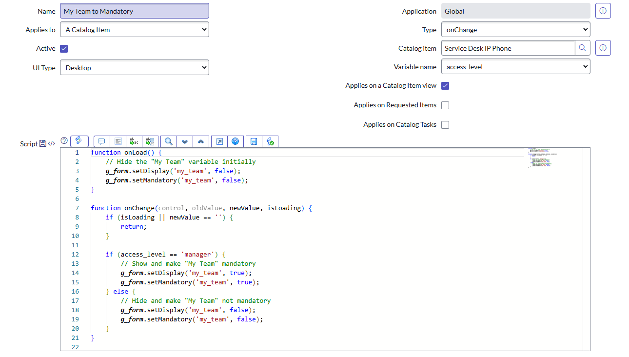 Solved Catalog Client Script Help ServiceNow Community