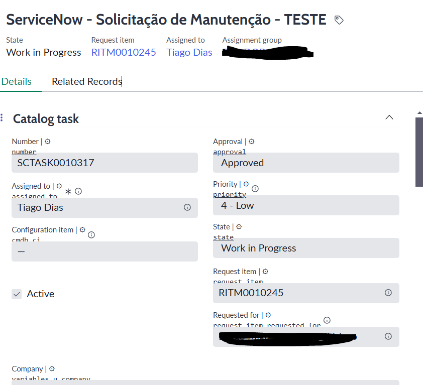 Unable to Update Catalog Task in Service Operation... - ServiceNow ...