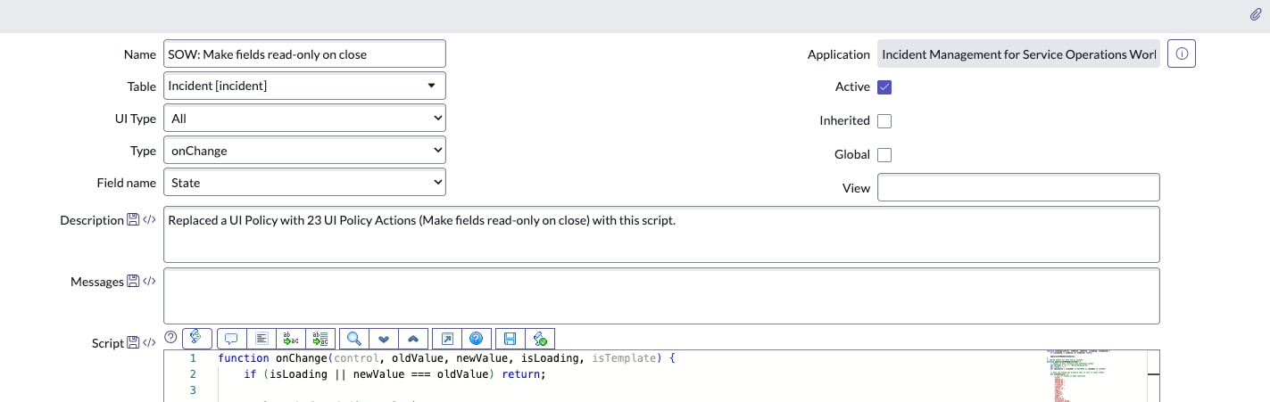 Client Script not working in SOW - ServiceNow Community