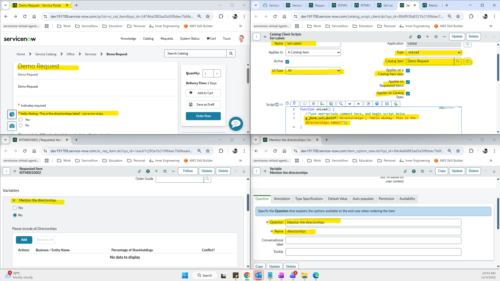 Solved: setLabelOf() does not work on an RITM - ServiceNow Community