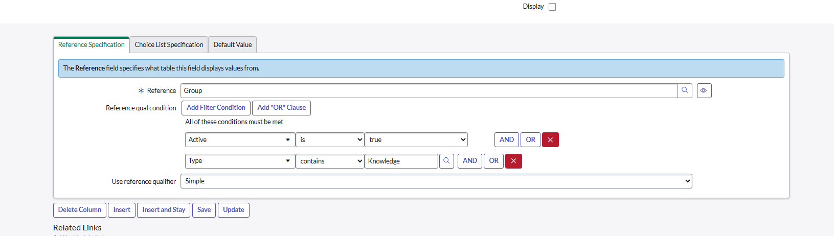 reference qualifier knowledge group type - ServiceNow Community