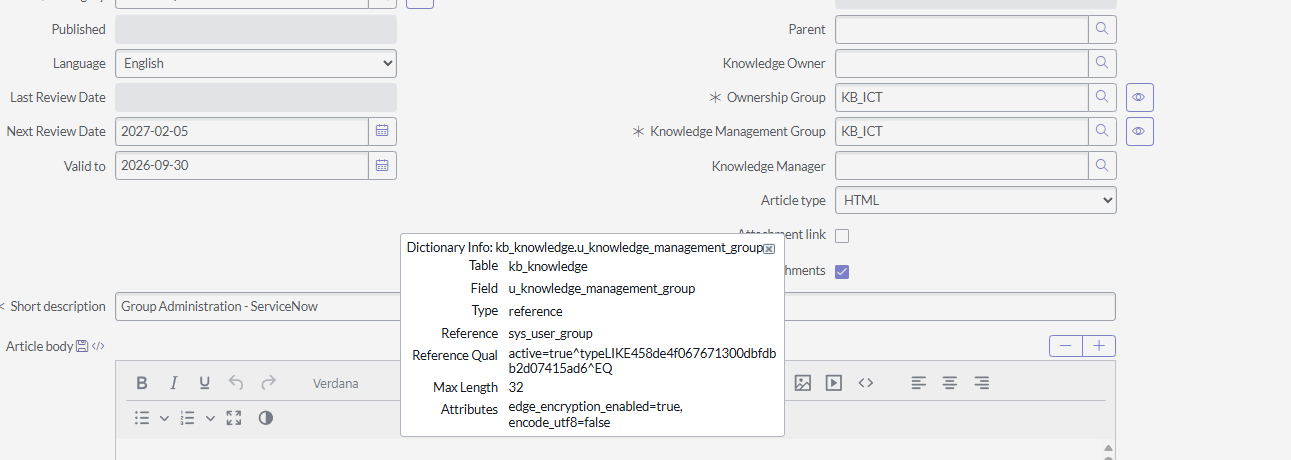 reference qualifier knowledge group type - ServiceNow Community