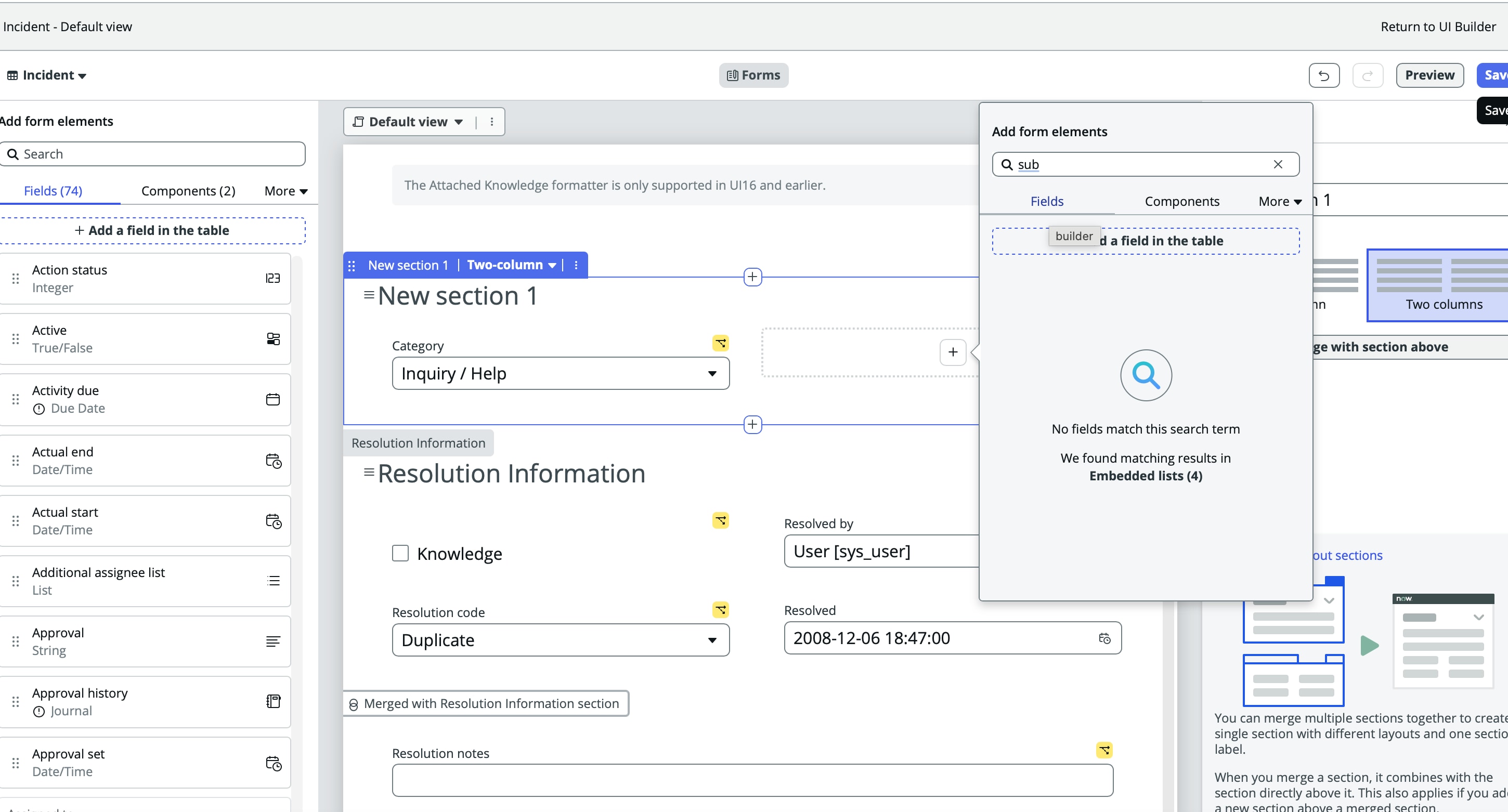 Unable to add fields into record section from UI ... - ServiceNow Community