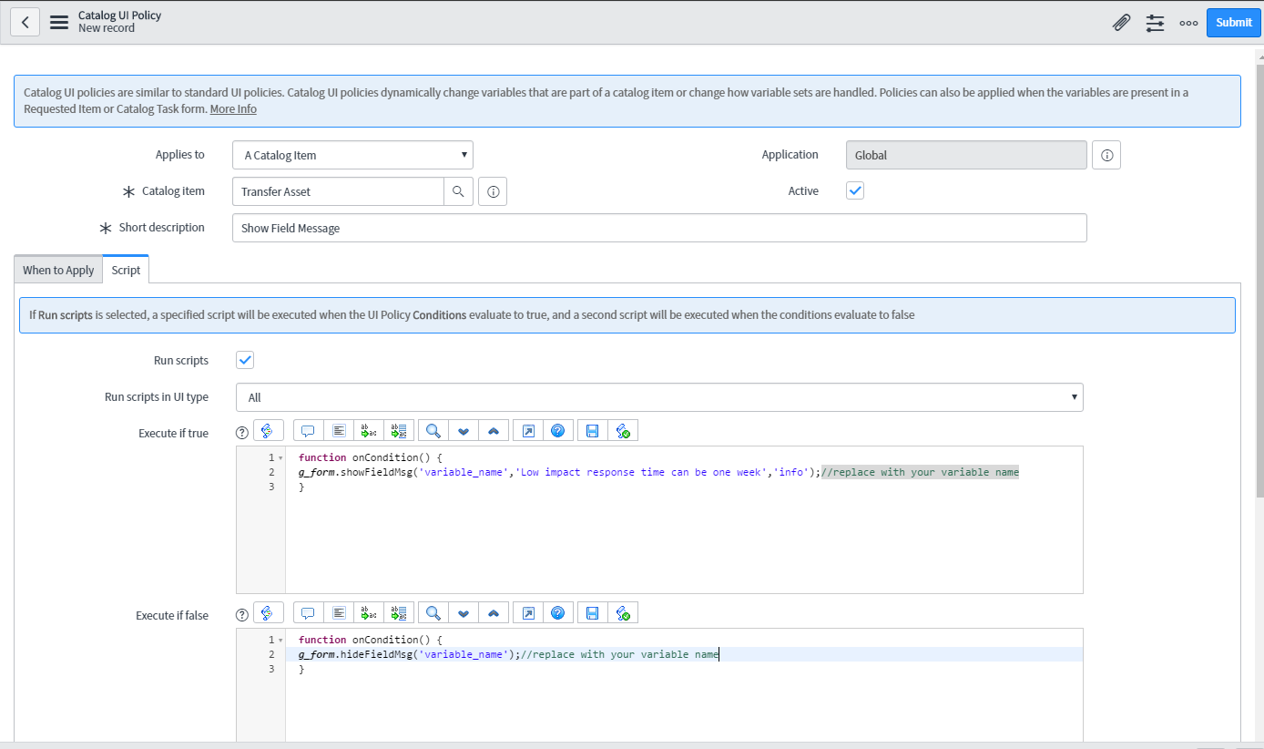 Solved Catalog Variable how to display a read only text