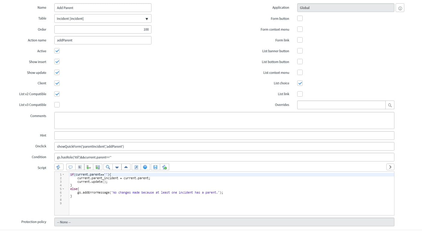 UI Action on List - ServiceNow Community