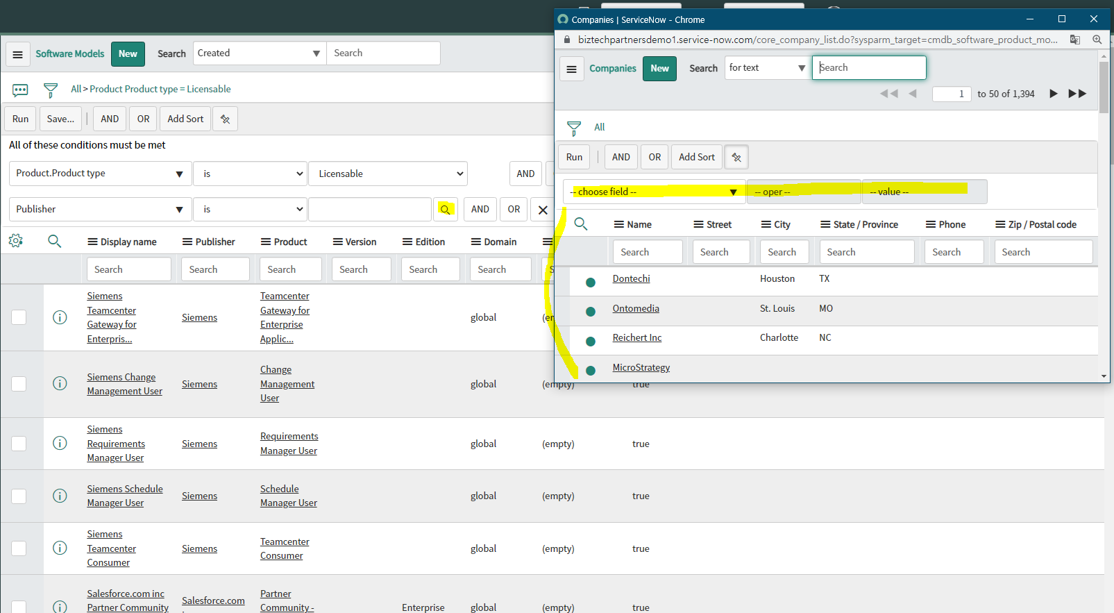 How can I set reference filters of search conditio... - ServiceNow ...