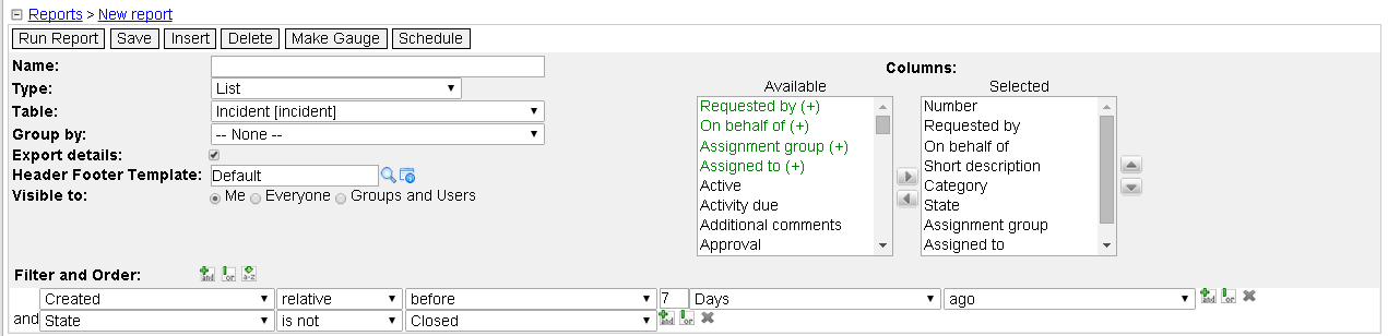 Solved: Report - Incident opened more than one week - ServiceNow Community