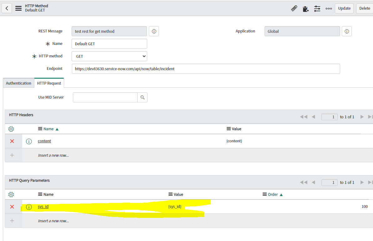 Http Set Parameters Solved: How to set Http Query parameter in Rest message? - ServiceNow ...