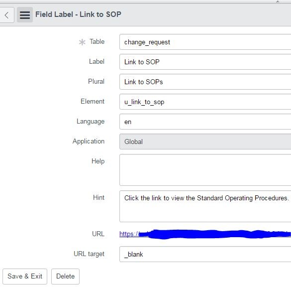 Solved: How to Change Label of a URL Field Type - ServiceNow Community