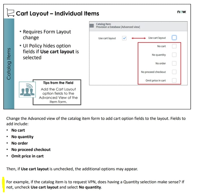 Solved Re when to use cart layout on service catalog ite