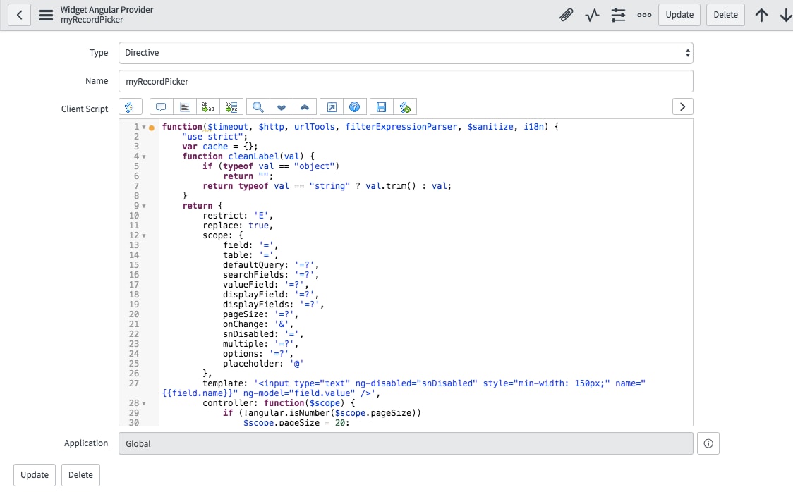 Solved: UI Script - redefine angular directive in ServiceN ...