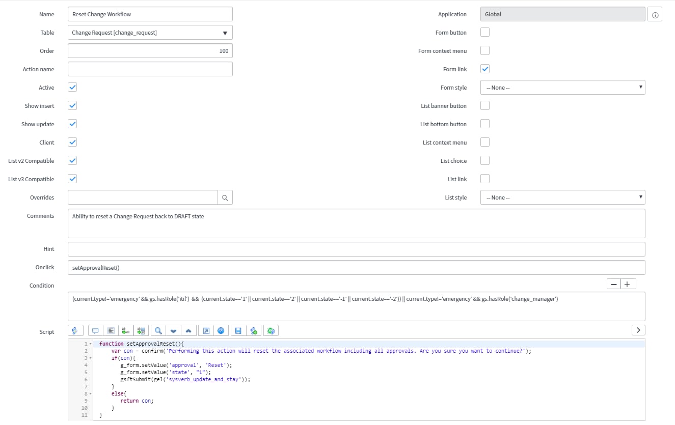 Reset Change - UI Action not working correctly - Page 2 - ServiceNow ...