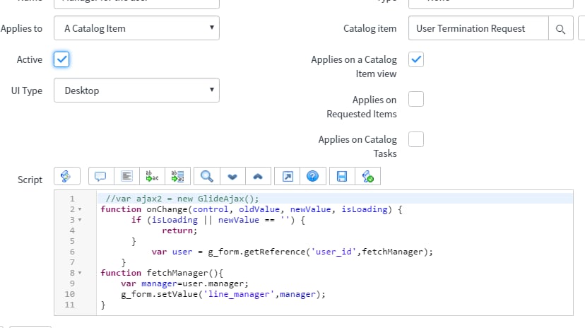 Solved: catalog client script for manager - ServiceNow Community