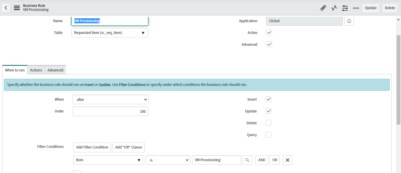 Writing a business rule for a catalog Item. Script... ServiceNow